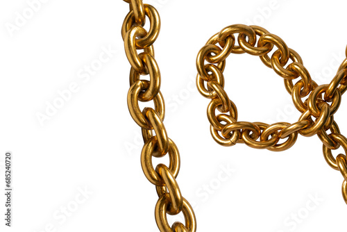 Golden chain isolated on white background.