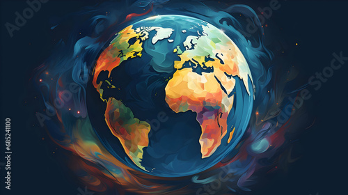Abstract globe focusing on North America illustration,Generated Ai © About
