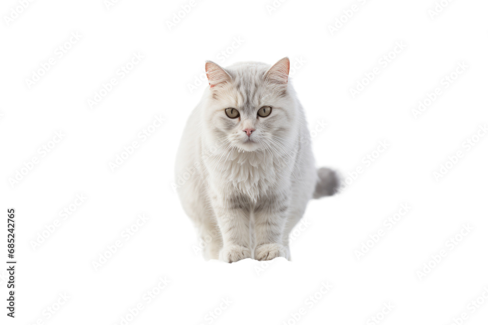 Obraz premium GreyCat Walking On Fence on a White or Clear Surface PNG Transparent Background
