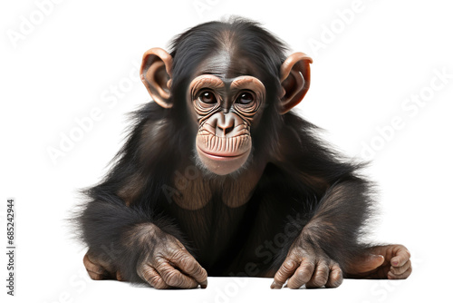 Chimpanzee Intelligent Ape on a White or Clear Surface PNG Transparent Background photo