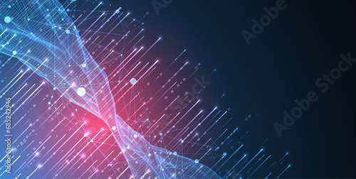 Big Data. Abstract digital futuristic wireframe vector illustration on technology background. Data mining and management concept. Hand drawn art.