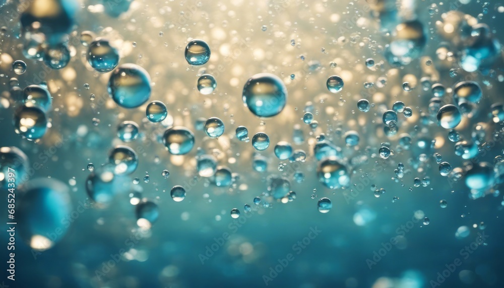 abstract fresh background with bubbles and waves in blue