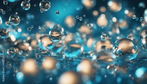 abstract fresh background with bubbles and waves in blue
