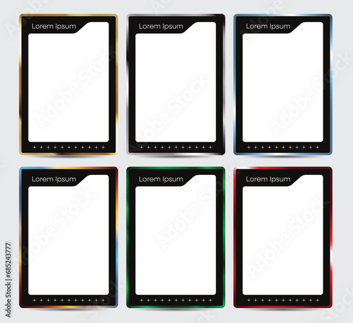 shining metal identity card picture frame border template design set 