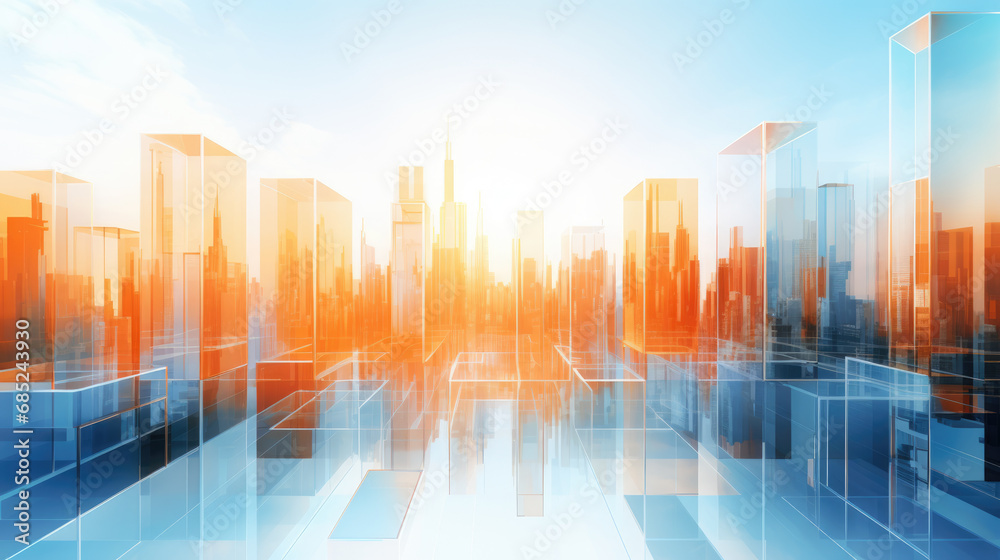Abstract city background. A city made of glass, transparent skyscrapers, offices and buildings. Abstract city background. A city made of glass, transparent skyscrapers, offices and buildings.