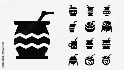 Yerba Mate Gourds Solid Icons photo