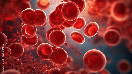 3d rendering of Blood cells. Blood erythrocytes