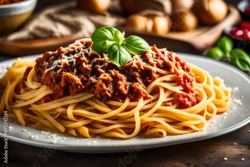 Fresh pasta with hearty bolognese and parmesan cheese