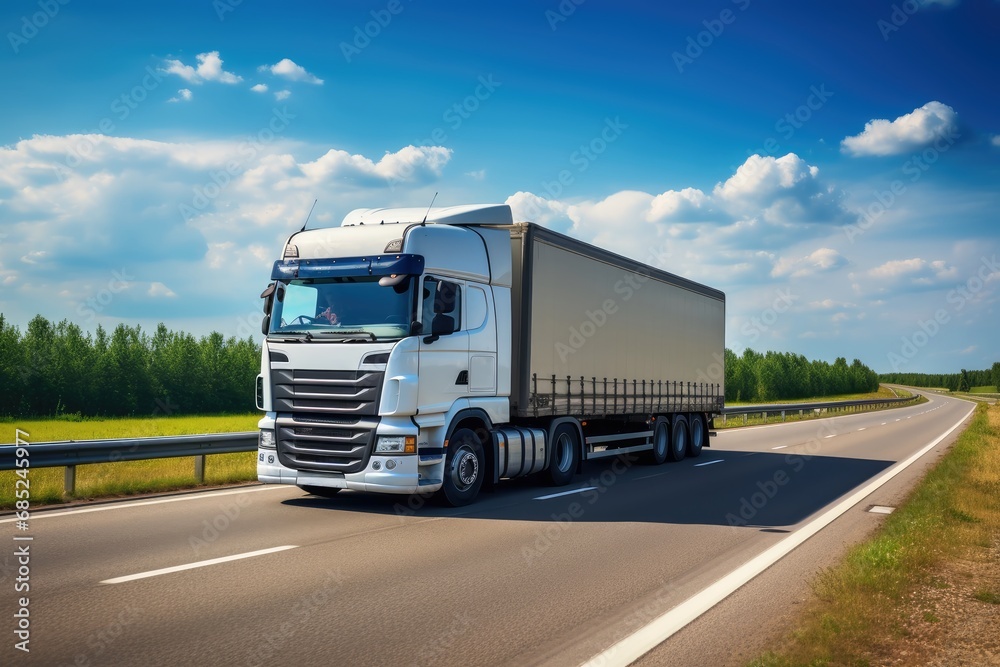 A big truck on the highway. A big truck on the highway.