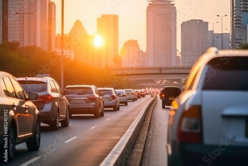 Car point of view of a big traffic jam on a highway.