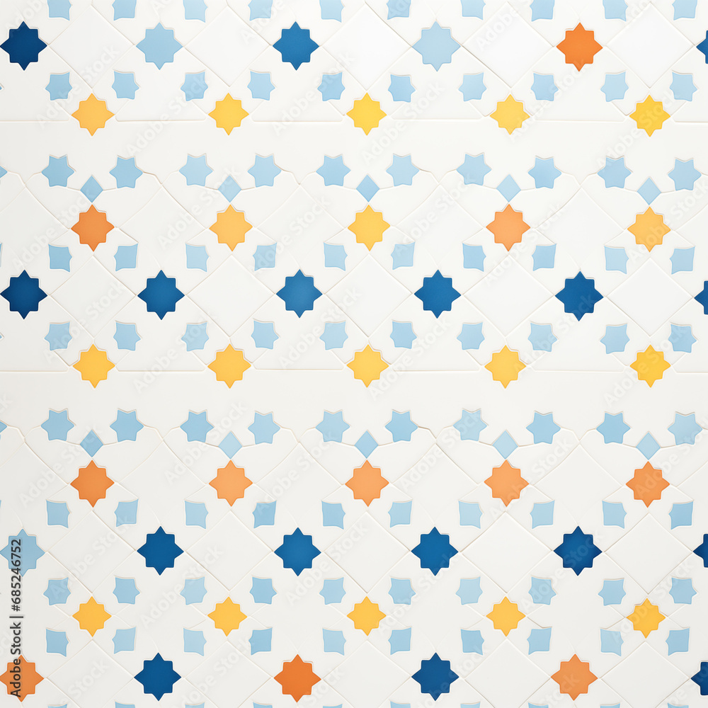 Arabic mosaic pattern in blue and yellow