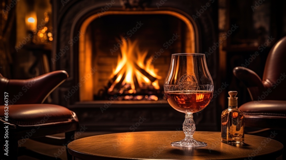 Armagnac, a snifter of brandy beside the hearth Armagnac, a snifter of brandy beside the hearth