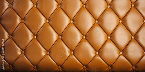 Full Frame Retro Brown Beige Leather Texture With Captivating Capitone Pattern Background  Pattern leather sofa and bad forant  background  generative ai  