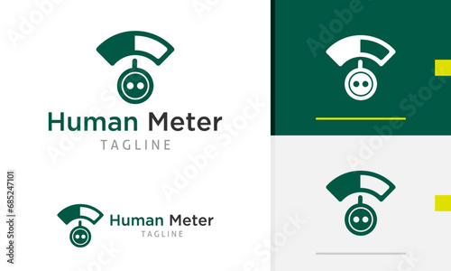 Logo design icon abstract geometric circle robot spy mask with arrow pointing a half loading bar
