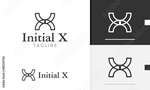 Logo design icon abstract geometric letter X with modern and tech style, simple initial alphabet