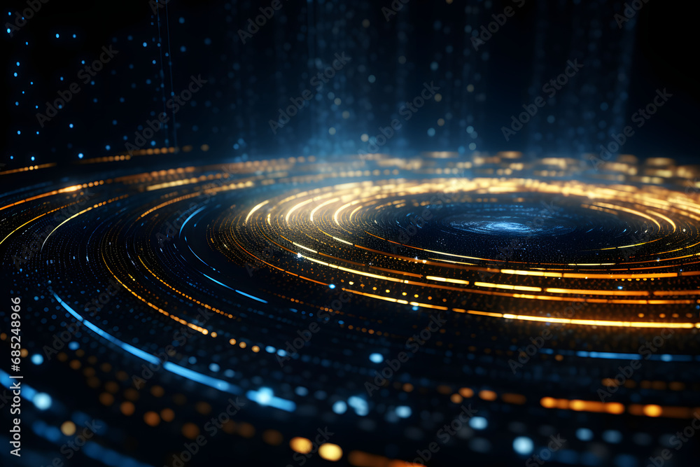 Fototapeta premium Abstract digital circles of particles