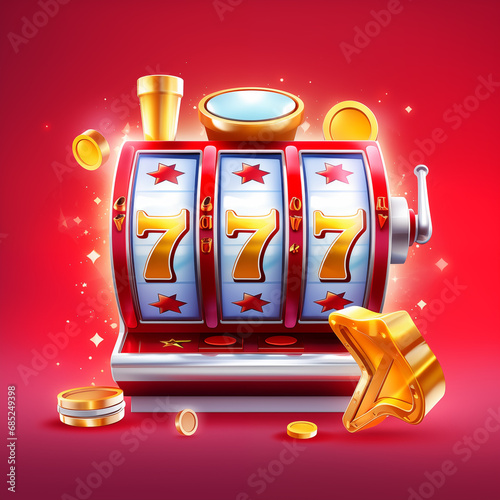 Wallpaper Mural Slot machine with lucky sevens jackpot. Lucky seven 777 slot machine for casino games. Torontodigital.ca