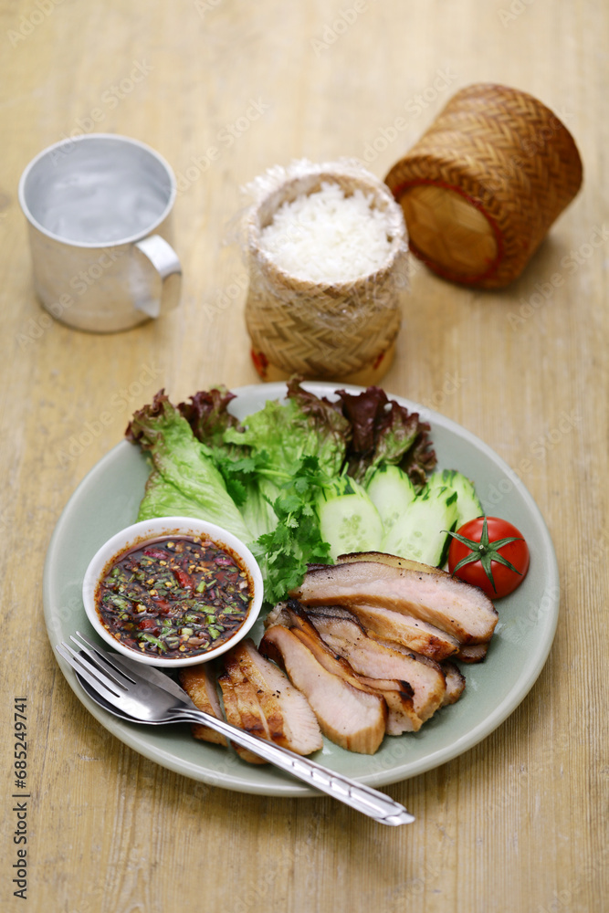 Kor Moo Yang ( charcoal grilled pork jowl meat ), Thai Isan cuisine Kor Moo Yang ( charcoal grilled pork jowl meat ), Thai Isan cuisine
