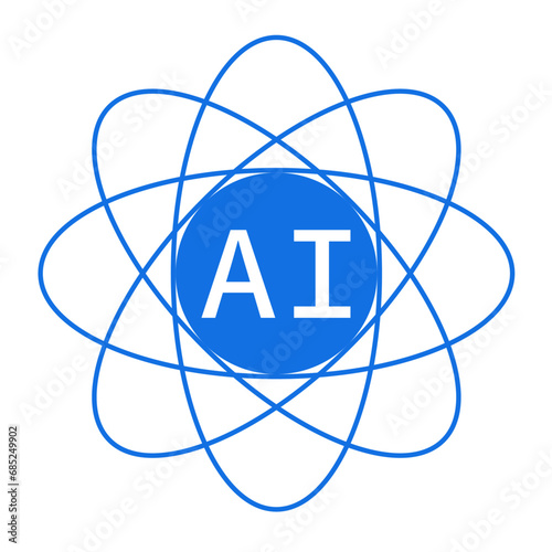 Letter AI monogram alphabet in a circle with Atom. Genetics logo design concept. Font emblem. Modern vector logo for medicine, science, laboratory, business, and company identity