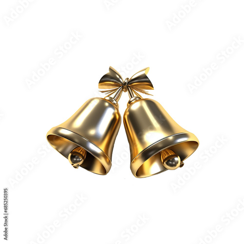 christmas golden bells isolated on transparent background