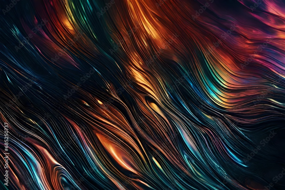 Design an eye-catching graphic resource featuring a close-up view of an iridescent oil spill texture. Design an eye-catching graphic resource featuring a close-up view of an iridescent oil spill texture.