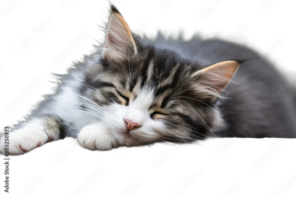 Cat Peaceful Slumberer on a White or Clear Surface PNG Transparent Background