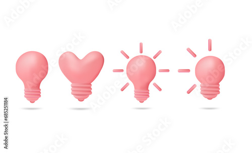 Bulb pink 3d Icon valentine illustration