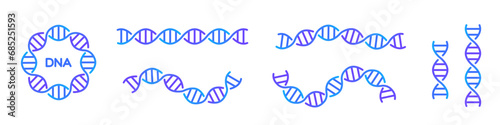 DNA icon, long genetic molecule structure, dna icon line set editable stroke