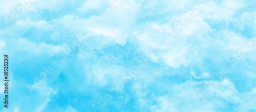 cloudy blue sky with washed and painted watercolor, Natural clouds cape is surrounding on blue sky, Sky clouds with brush painted blue watercolor texture, watercolor background with clouds.