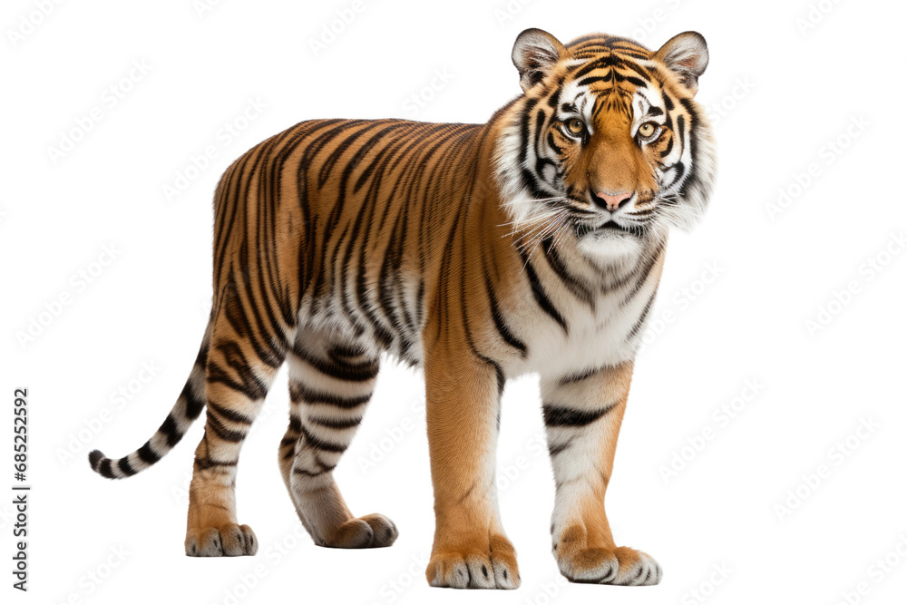 Tiger Striped Apex Predator on a White or Clear Surface PNG Transparent Background