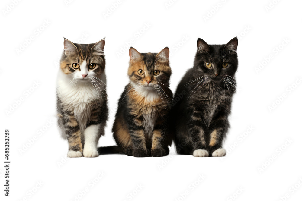 Cat Calico Coated Companion on a White or Clear Surface PNG Transparent Background