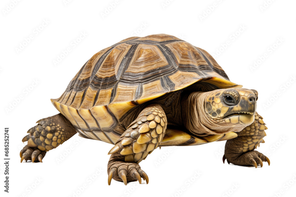 Obraz premium Tortoise Land Dwelling Survivor on a White or Clear Surface PNG Transparent Background