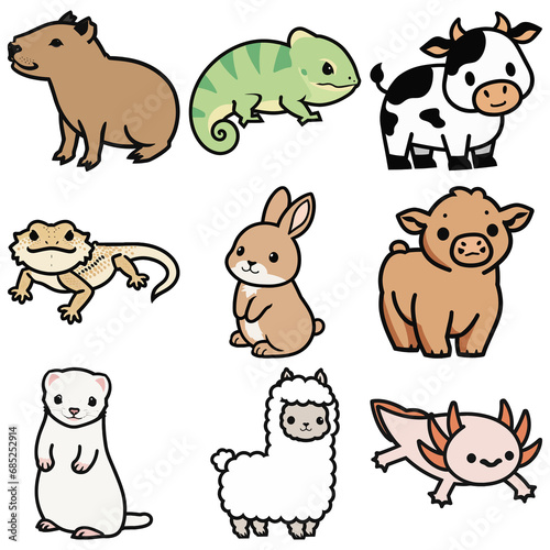 Adorable Animals  A Collection of Cute and Unusual Pets Sticker Art