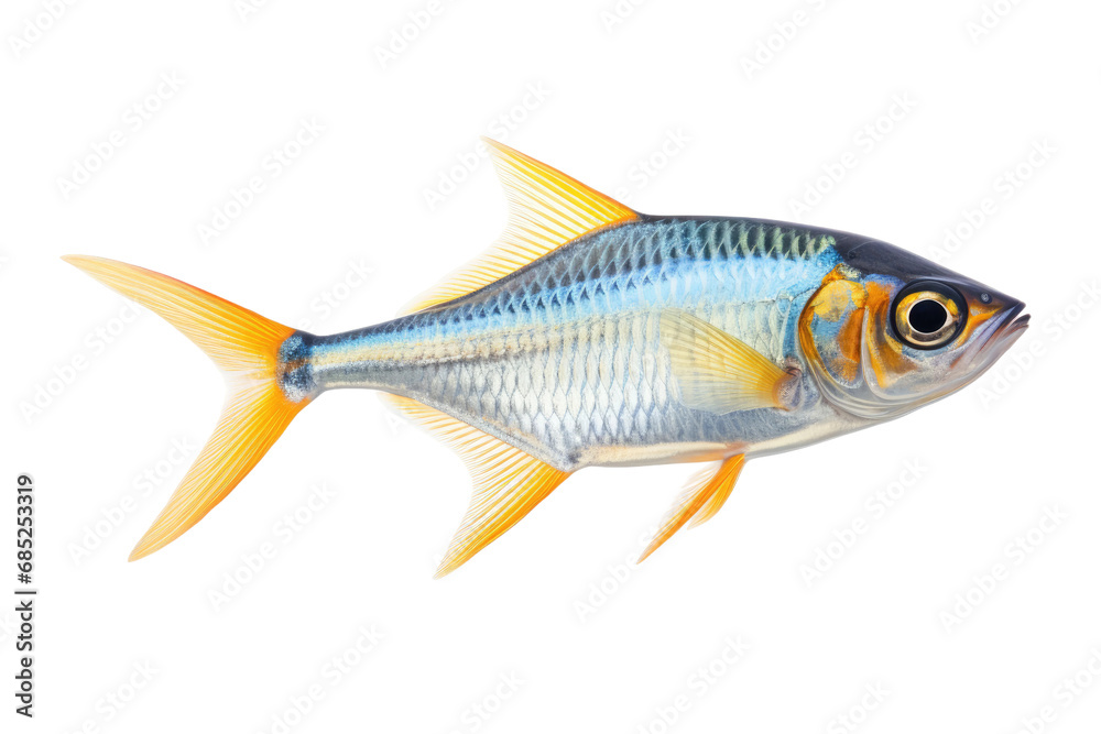 Fototapeta premium X Ray Tetra Aquatic Iridescence on a White or Clear Surface PNG Transparent Background