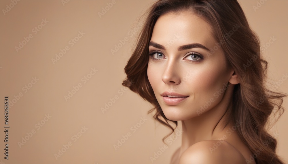 Beauty woman portrait. Beautiful spa model girl with perfect fresh clean skin. Youth and skin care cosmetic Beauty woman portrait. Beautiful spa model girl with perfect fresh clean skin. Youth and skin care cosmetic
