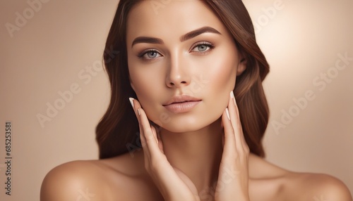 Beauty woman portrait. Beautiful spa model girl with perfect fresh clean skin. Youth and skin care cosmetic