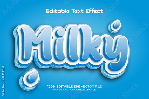 Milky 3D Editable Text Effect Style With Background Milky 3d text effect template vector