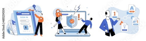 Database security vector illustration. Personal data should be protected within secure database systems The security databases is vital for maintaining data confidentiality Archive systems play