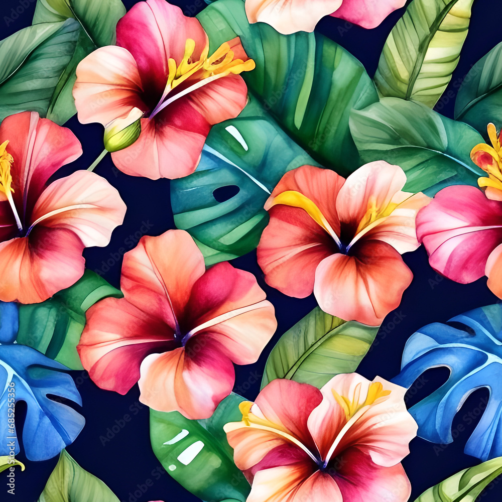 Hibiscus Floral with palm leaves Hibiscus Floral with palm leaves