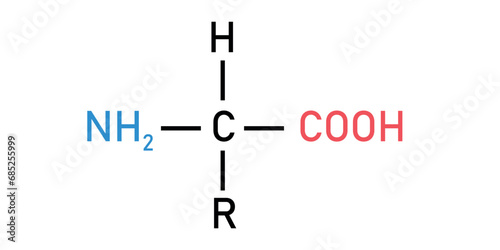 Skeletal formula of L-alanine. Chemical structure of Alanine (C3H7NO2). Chemical resources for teachers and students. Vector illustration isolated on white background.