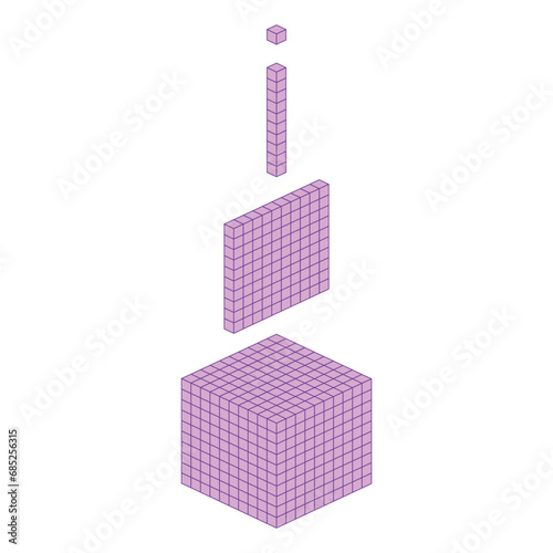 Base 10 blocks types. Cubes, flats, rods and units. Names and examples. Learning about base ten blocks. Flats longs squares in mathematics. Scientific resources for teachers and students.