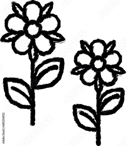 Flower, plant icon grunge style vector