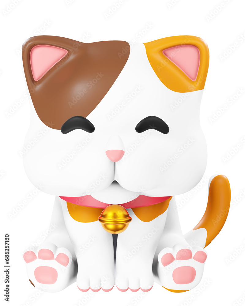 Smiling cat, cute animal, 3d render illustration.