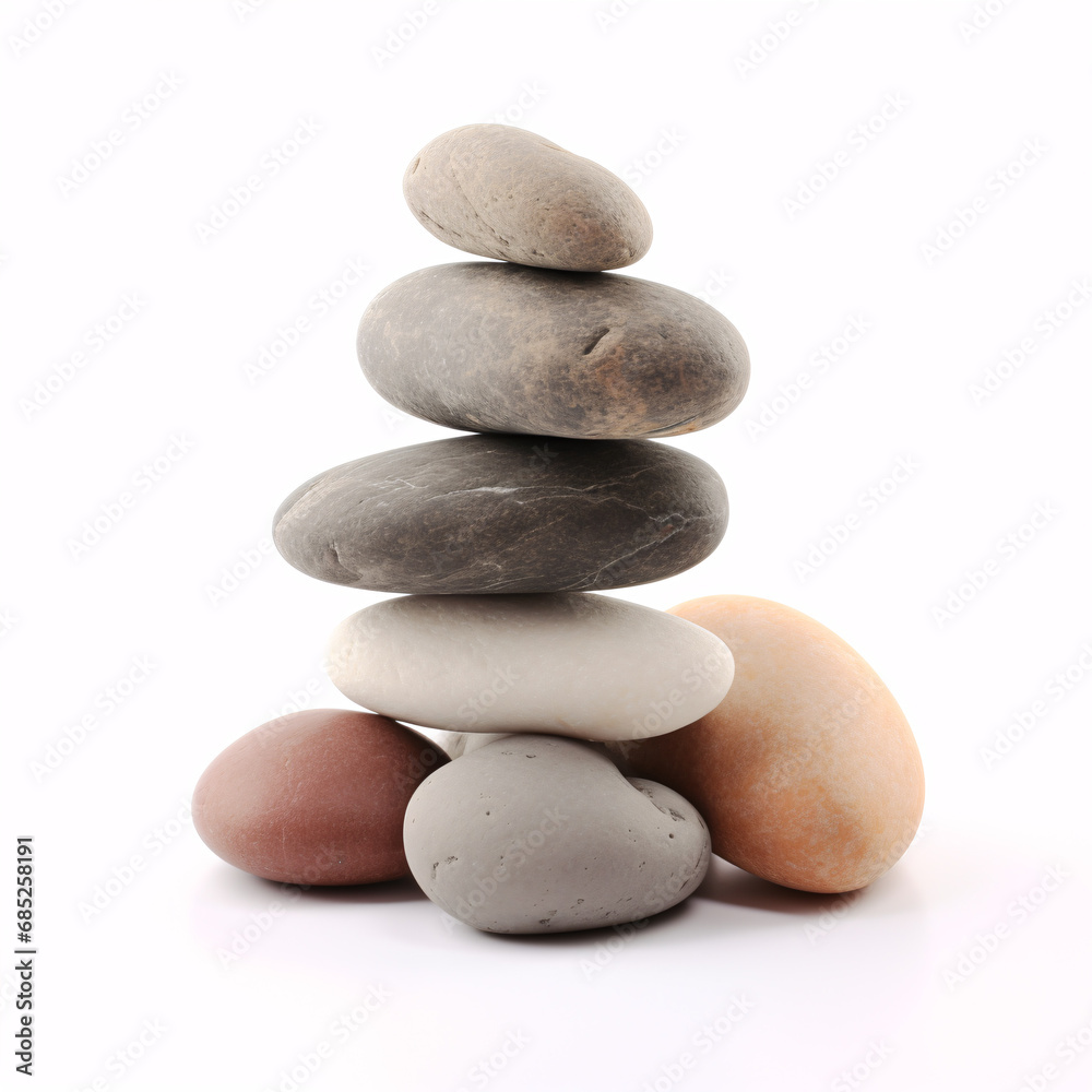 A mound of decorative stones set apart on a blank background.