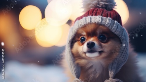 Chihuahua puppy in christmas hat