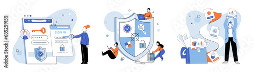 Database security vector illustration. The security databases is paramount in maintaining data confidentiality Archive systems ensure long term security and preservation valuable data Protecting