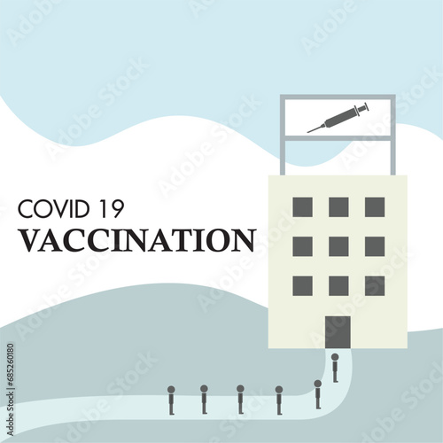 Hospital building applying vaccines Vaccination concept Vector
