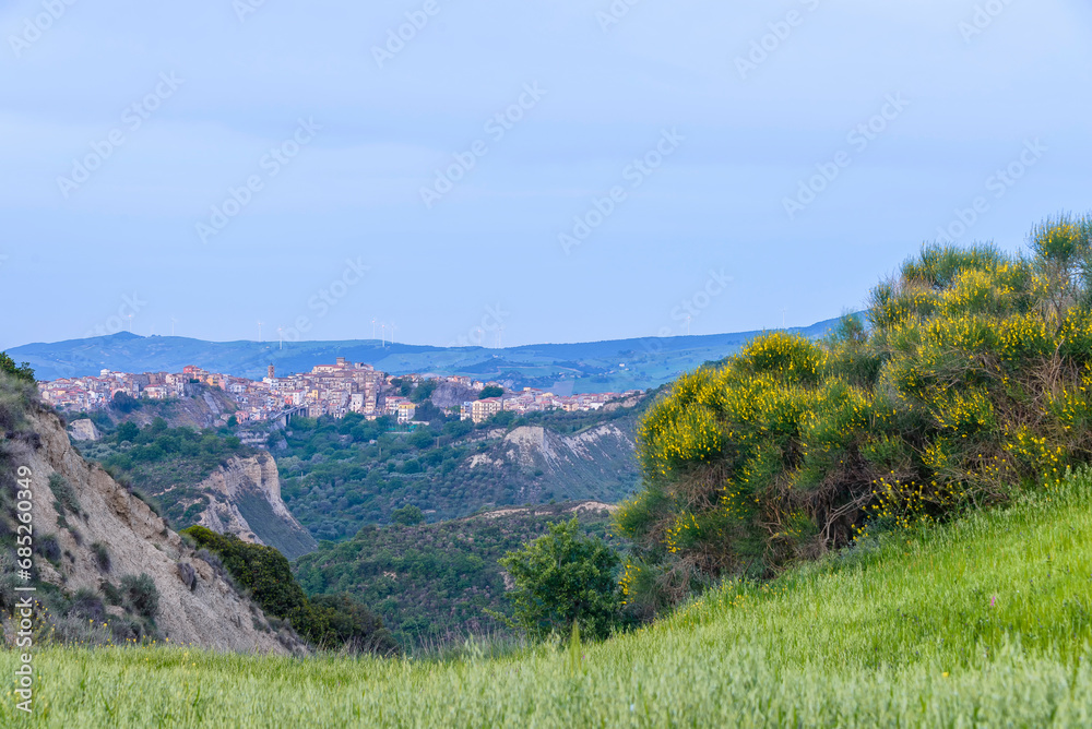 Lucania summer countryside landscape, Val D'Agri, Basilicata, Italy