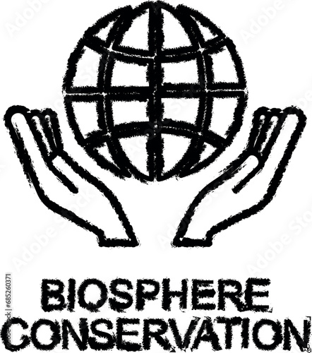 biosphere conservation outline icon grunge style vector