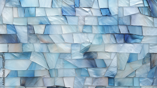 crystal texture with abstract voluminous light and bluish colors. The crystals are separated by a thin membrane with marked horizontal twisted lines.